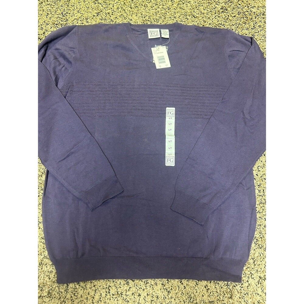 Field Gear V-Neck Sweater Purple LT ‎ w/Chest Stripe Long Sleeve Pullover